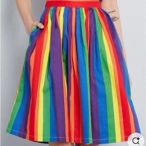 Women’s Rainbow Stripe A-Line Skirt - Vibrant Multi
